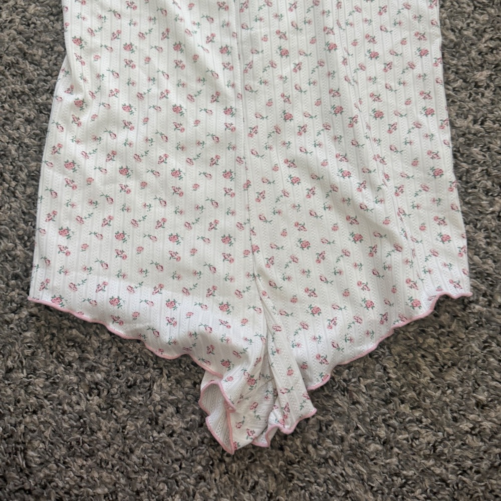 Women Floral Lace Trim Cami Babydoll Romper Sleepwear Pajama Loungewear M - Picture 4 of 8